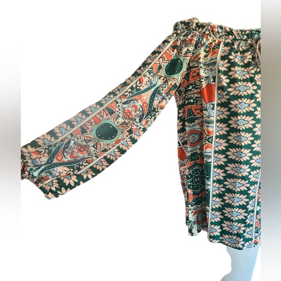 BOHO FLORAL PRINT OFF THE SHOULDER BLOUSE - Picture 8 of 9